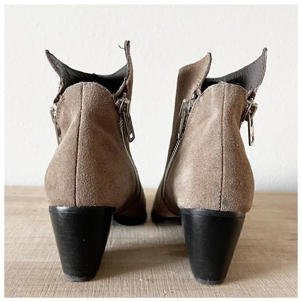 Anthropologie Matisse Frankie Asymmetrical Suede Zip Ankle Bootie